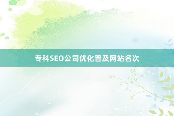 专科SEO公司优化普及网站名次